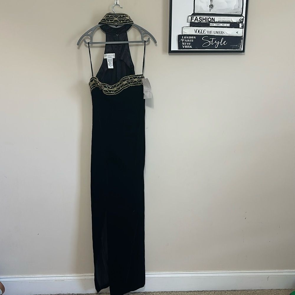 NWT Deadstock Vintage Jessica McClintock Gunne Sax Black Velvet Dress S